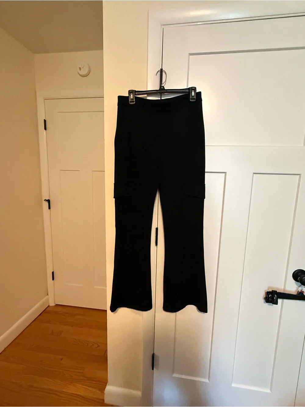 Black Cargo Flare Pants for Women